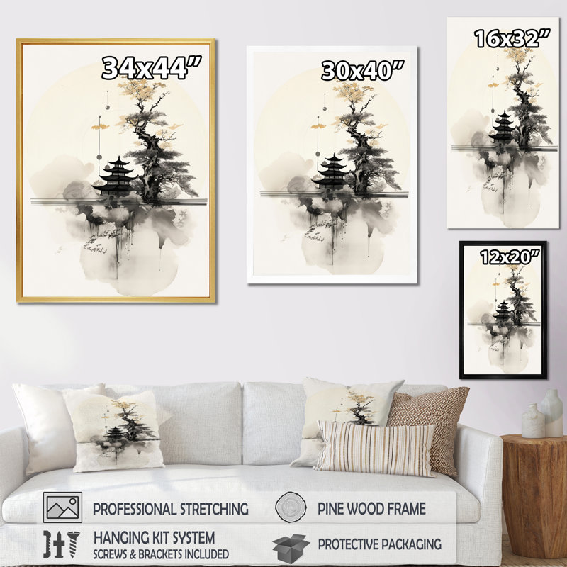 Asian Art Samurais Landscape II - impressions murales asiatiques, Toile tendue, H 32 po x l 16 po x P 1 po