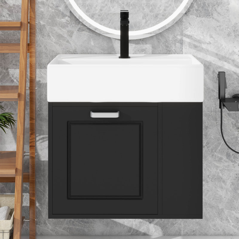 Meuble-lavabo mural 21,8 po, Noir