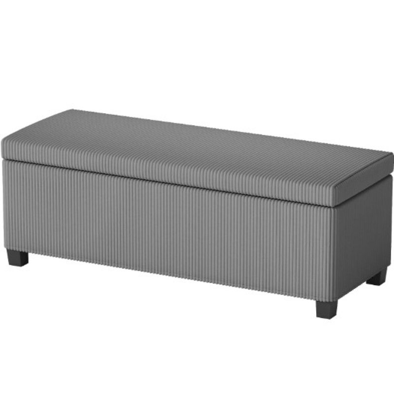 Bed Bench  with Storage, Gray, 15.7" H x 44.1" W x 16.5" D