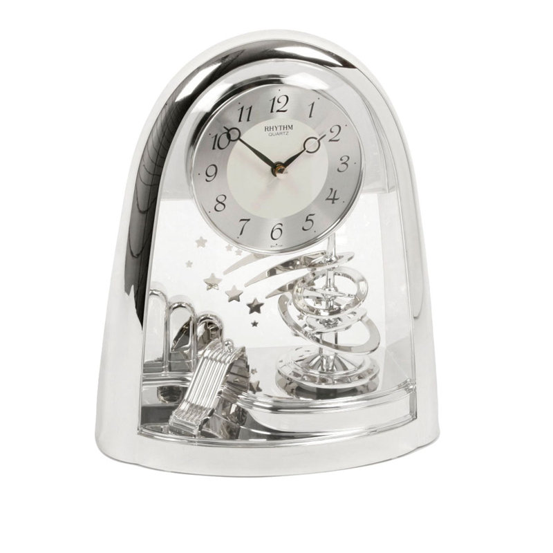 Virden Analogue Plastic / Acrylic Quartz Movement / Crystal Tabletop Clock, 23.30cm H x 19.50cm W x 3.70cm D, Silver