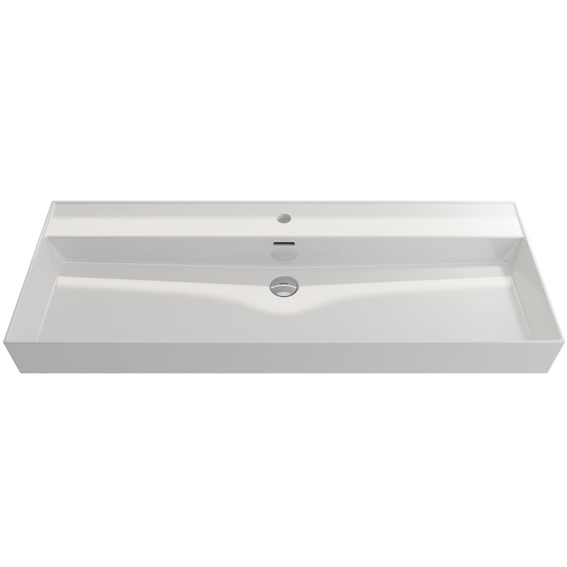 Milano 47.4'' L Bathroom Sink, White, Single-Hole