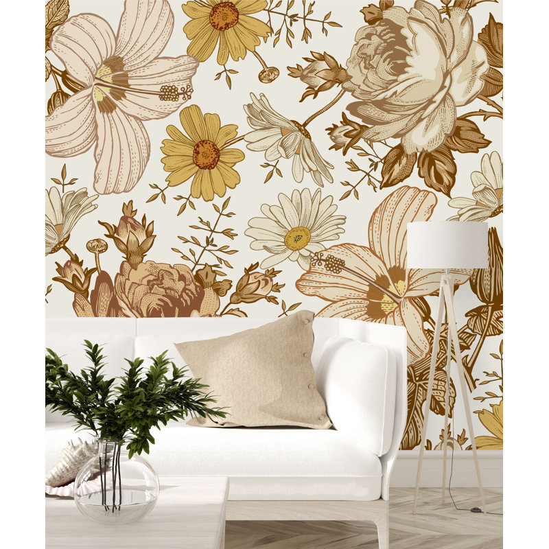 Floral Wall Mural, 100" W x 8.33" L