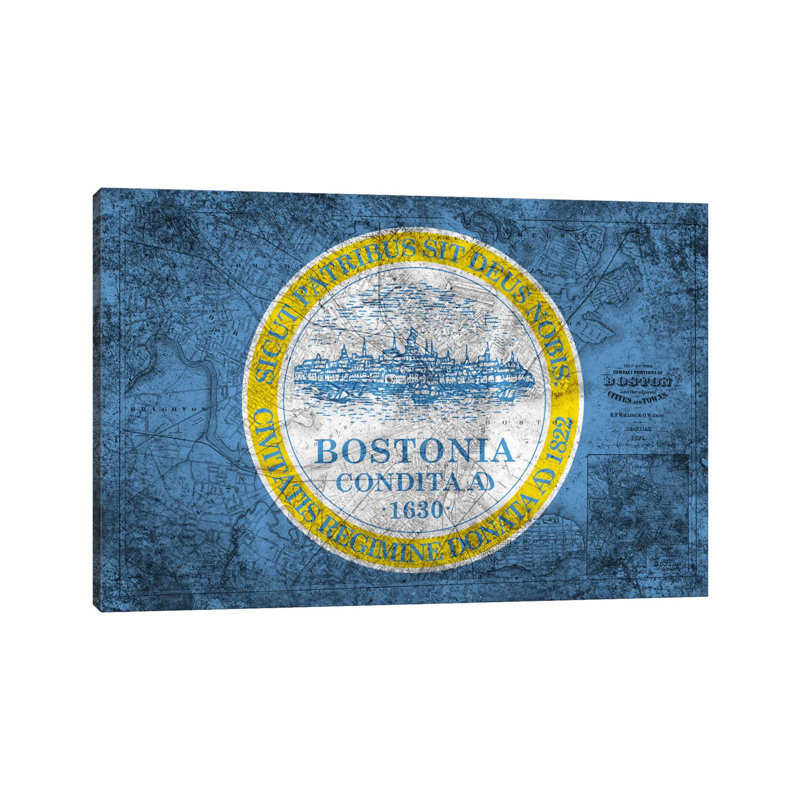 Boston, Massachusetts (Vintage Map) 1 Piece Wrapped Canvas Painting, 66.04 cm H x 45.72 cm W x 3.175 cm D