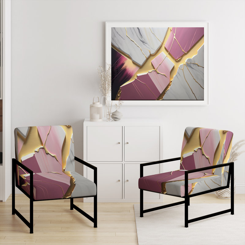 Cress - Fauteuil d'appoint rembourré en marbre, Noir, noir, noir, noir
