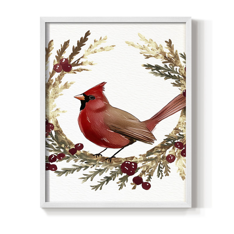 «Christmas Holiday Art CMXLII», reproduction d'art encadrée - bois massif, H 11 po x l 9 po, Blanc