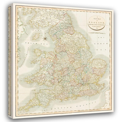  Cary, John Gallery Wrapped Canvas Art Titled: A new map of England 1811