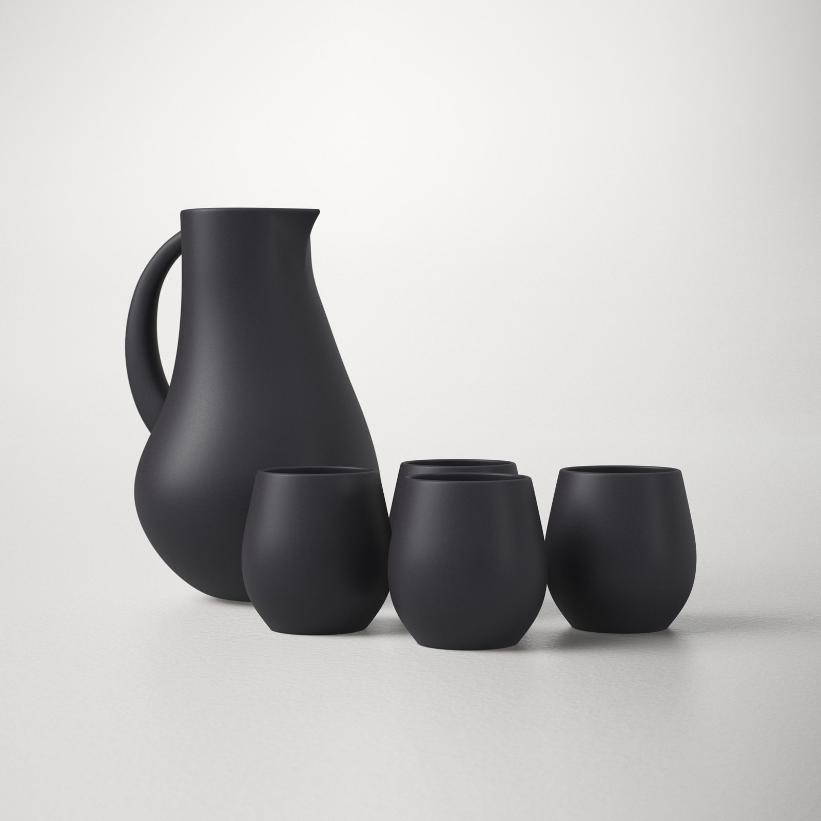 Borgen 5-Piece Goblet and Pitcher Set, Basalt
