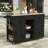 Outdoor Kitchen Island Fir Wood Kitchen Island With Stainless Steel Top, Ample Storage Space, Towel And Spice Racks And A Bottle Opener For Outdoor, Black, Kitchen Island-772677246