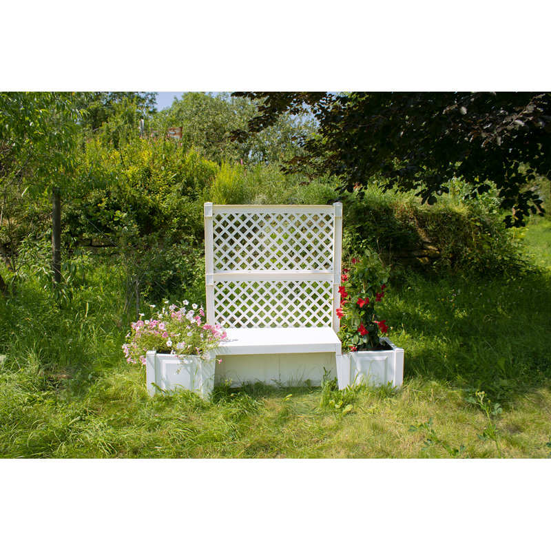 Anjeza Plastic Outdoor Bench, White