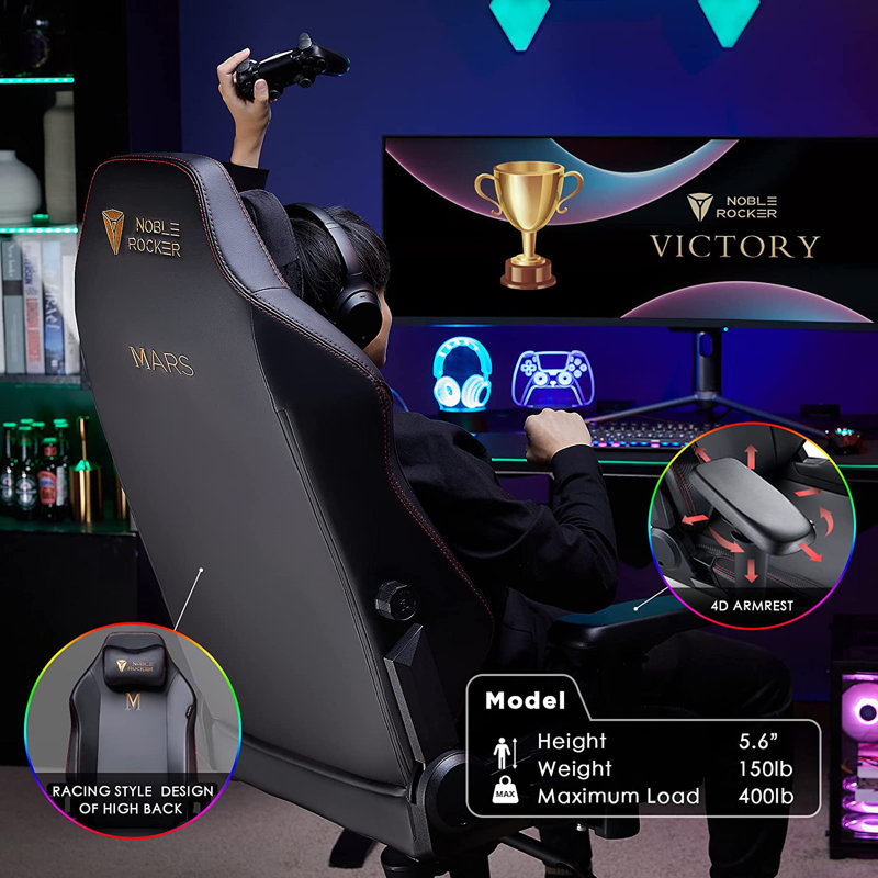  Fauteuil de jeu ergonomique pour PC - appui-tête lombaire avec accoudoirs 4D et chaise d'ordinateur