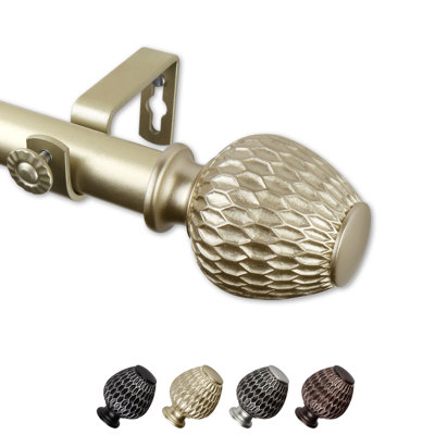 Steel Rod/Resin Finial Adjustable Single Curtain Rod