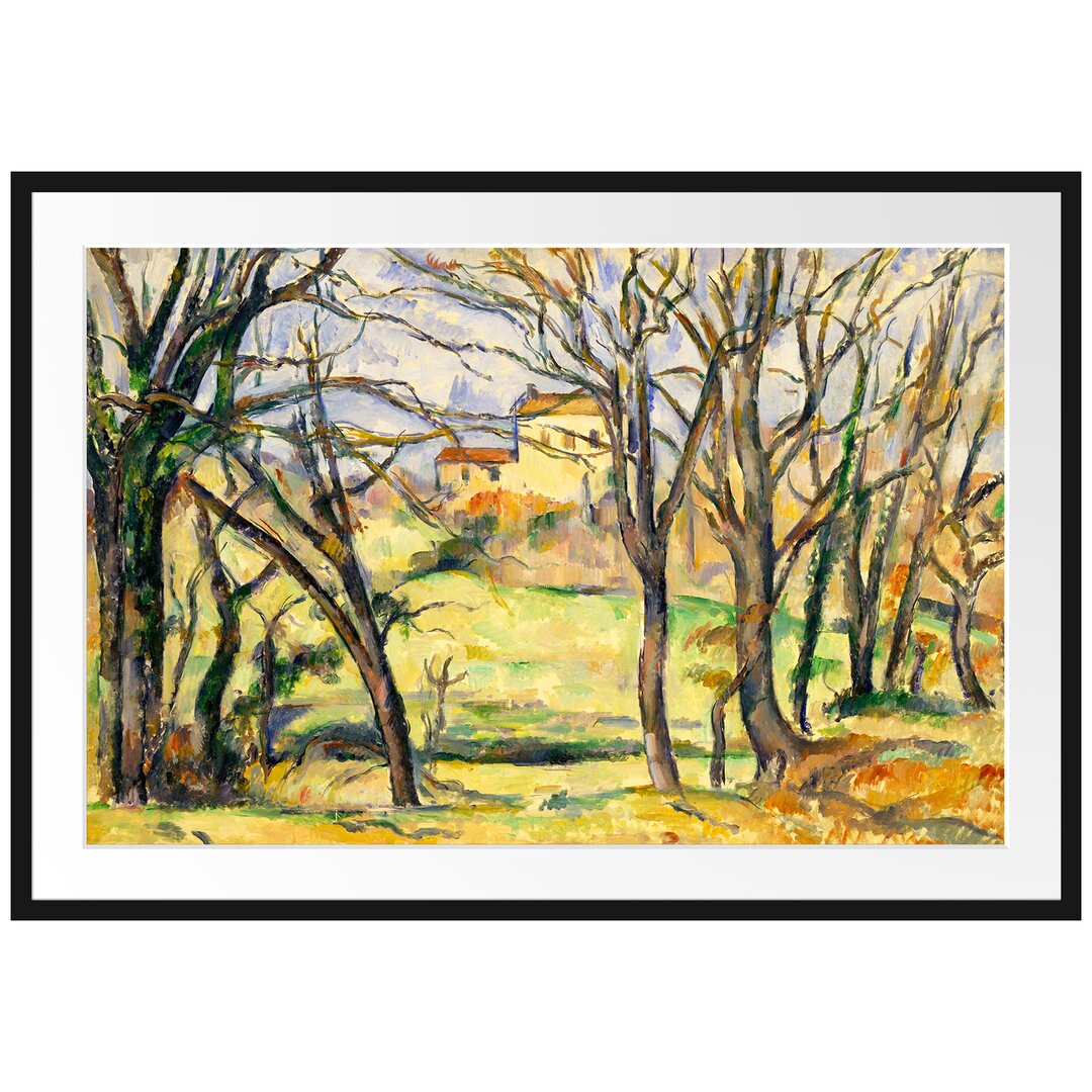 Gerahmter Kunstdruck Trees and Houses near the Jas De Bouff von Paul Cezanne