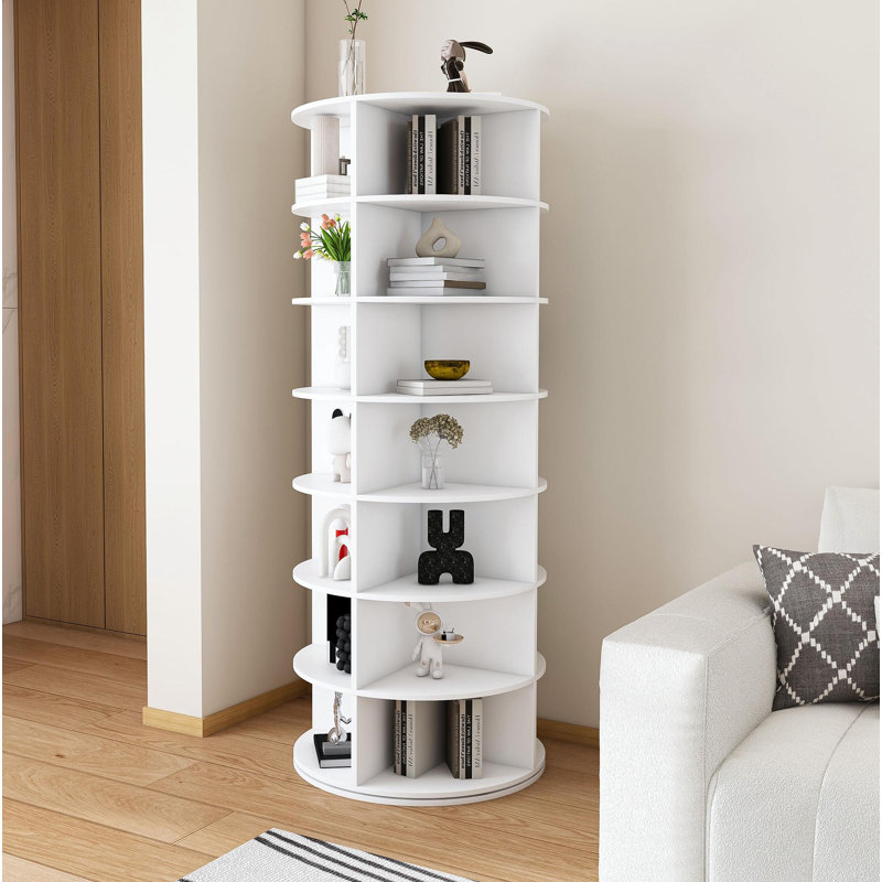 Rotating Shoe Rack Tower, 7-Tier Spinning Storage Rack, Free Standing 360° Revolving Shoe Organizer, Holds 28 Pairs Of Shoes (7-Tier,White)