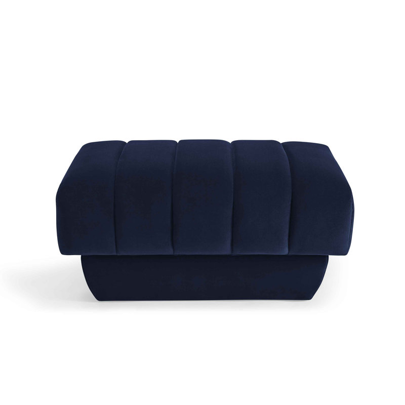 87.9Cm Wide Velvet Square Footstool Ottoman, Blue Velvet