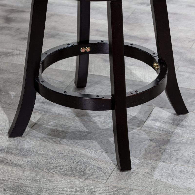 Tabouret pivotant de 24 po à hauteur de comptoir avec finition espresso et siège en tissu beige, pour plus de confort et de style dans toute cuisine ou bar