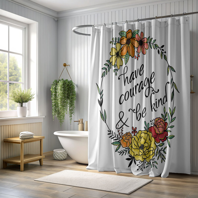 Rideau de douche standard 1 pièce Sparkling Be Kind, H 74 po x l 71 po