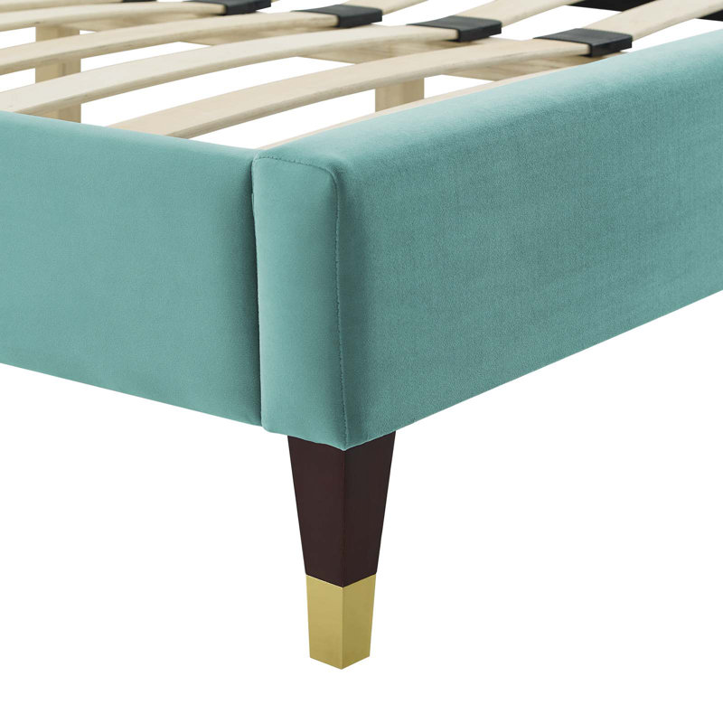 Sienna Performance Velvet Platform Bed, Mint, Queen
