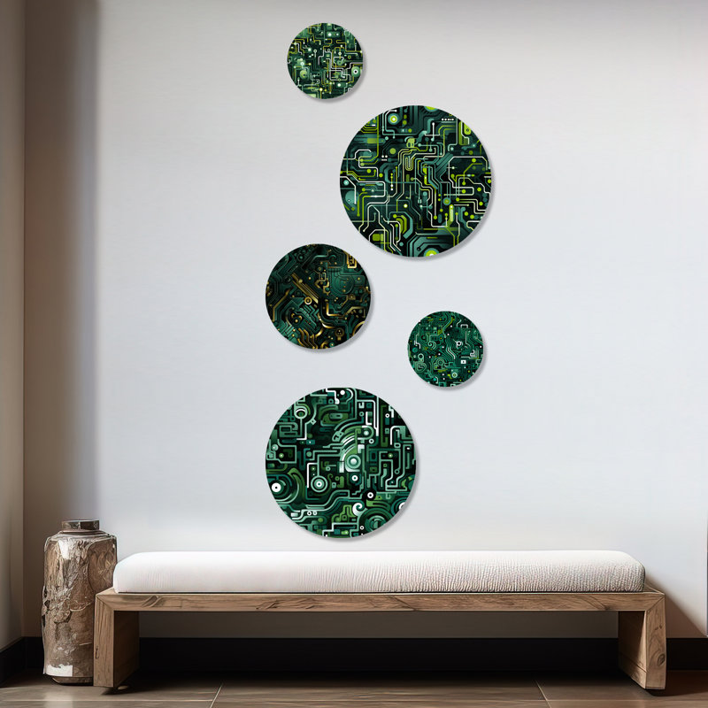 Chiyoe - ensemble d'art mural rond géométrique moderne de 5