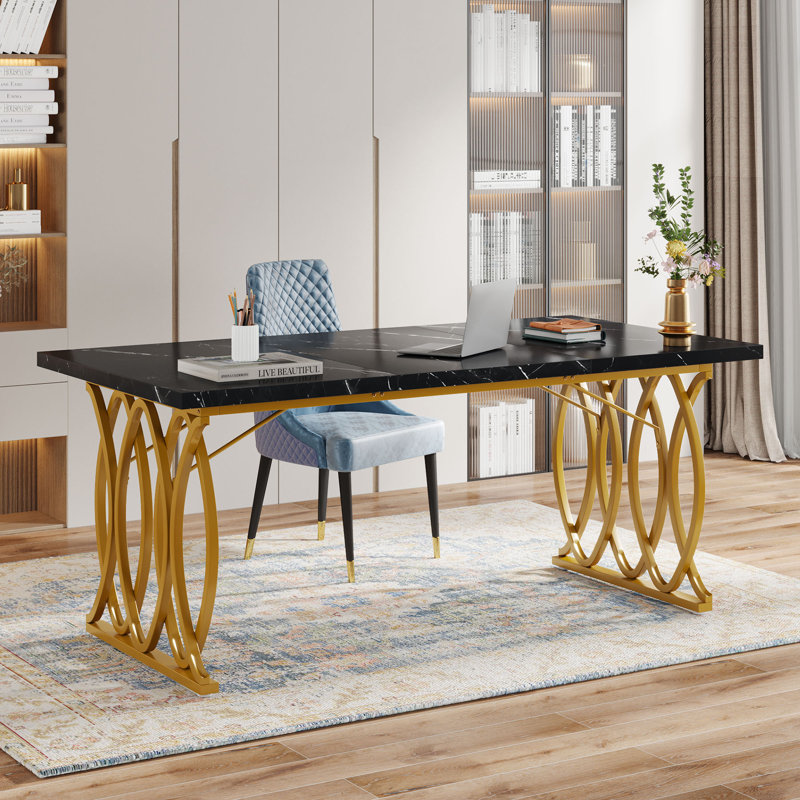 Bureau de direction l 62,99 po, Or, Black Marble