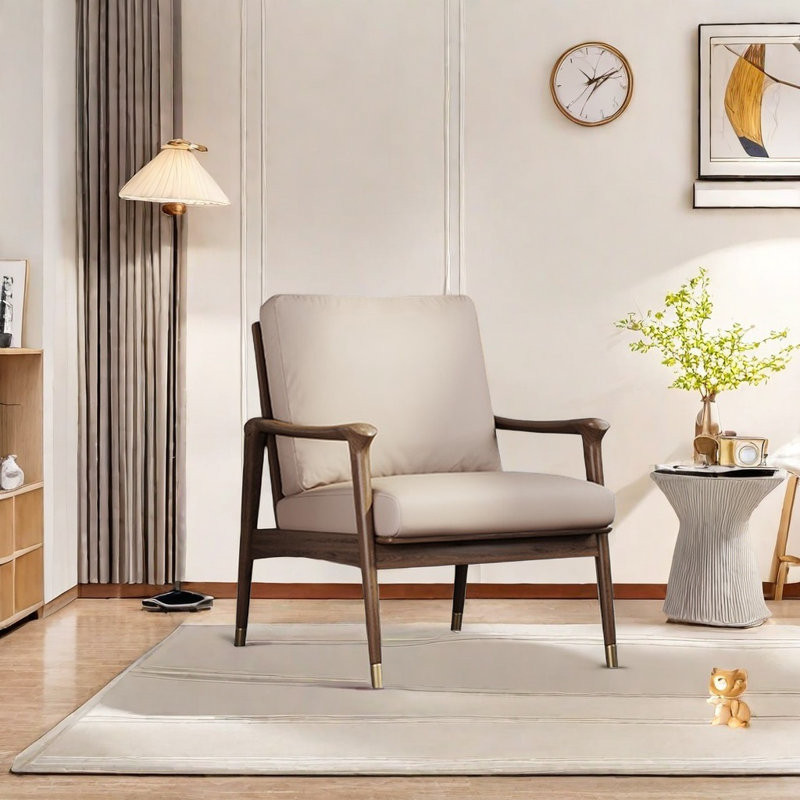 Chaise confortable en similicuir, Brun foncé, Similicuir kaki