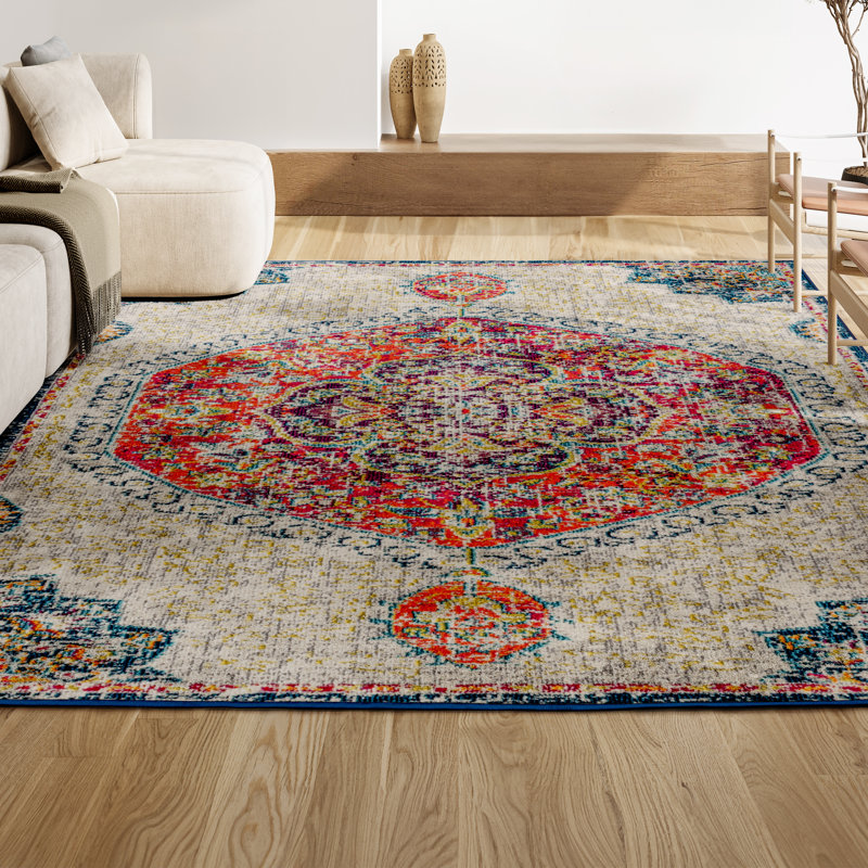 Tapis crème / orange Lathan Bohemian FLAIR Boho, Rectangulaire 3 pi x 5 pi