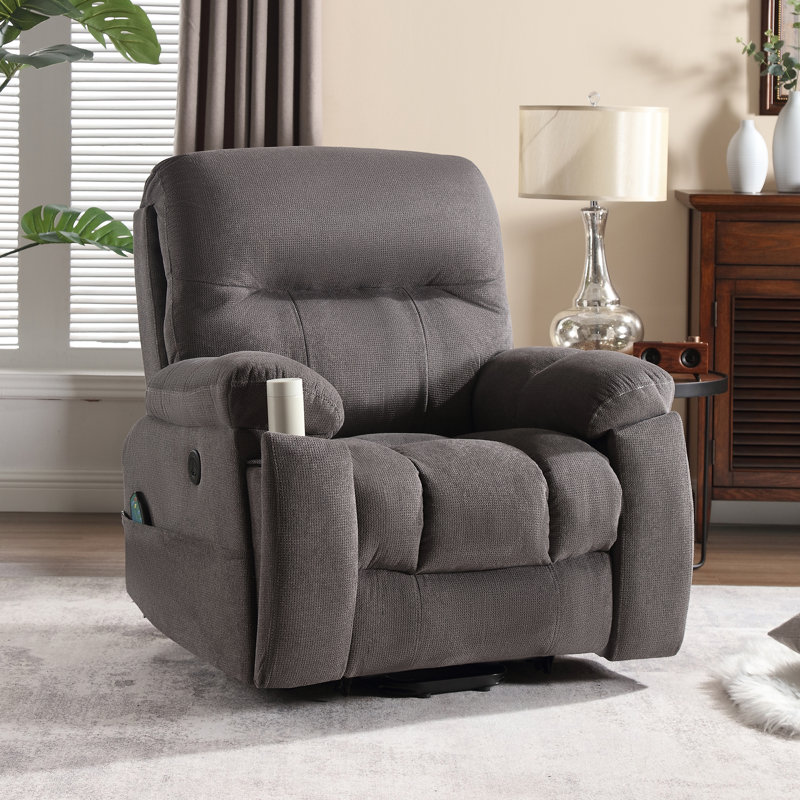Fauteuil inclinable ergonomique avec masseur de 37,7 po Gerolf, Polyester gris