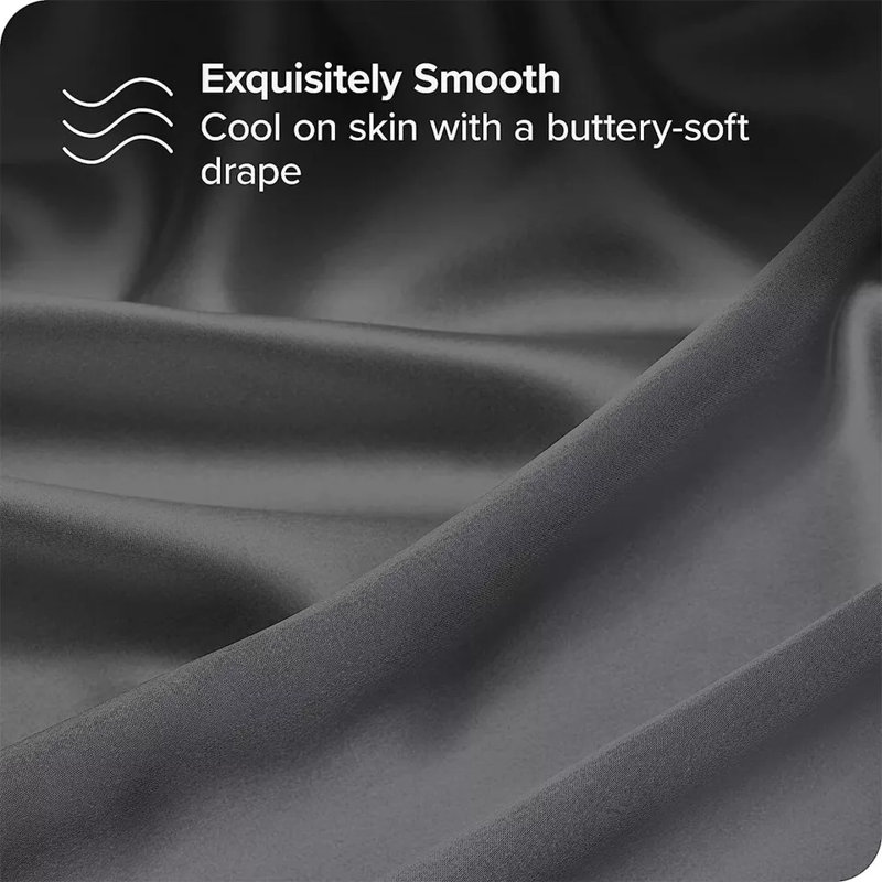 2 Pack Luxury Satin Silk Pillowcase Silk Cover Standard Queen King Pillow Cover, 20×26, Dark Gray