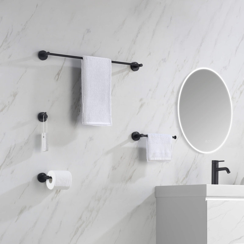 Circular 5 - Piece Bathroom Hardware Set, Matte Black