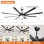 Ventilateur de plafond industriel à 8 pales en aluminium à intensité variable avec lumières DEL et télécommande Harrigan-539702593