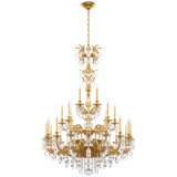 Milano 28 Light 50in x 68in Three-Tier Chandelier in Heirloom Bronze with Clear Heritage Handcut Crystals