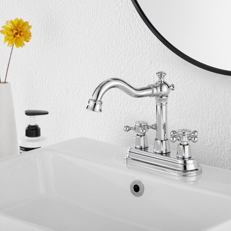 Centerset 2-handle Bathroom Faucet with Drain Assembly, Polished Chrome