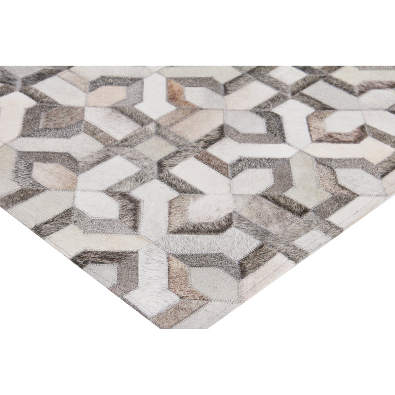 Natural Hide Cowhide Geometric Area Rug, Rectangle 8' x 10'