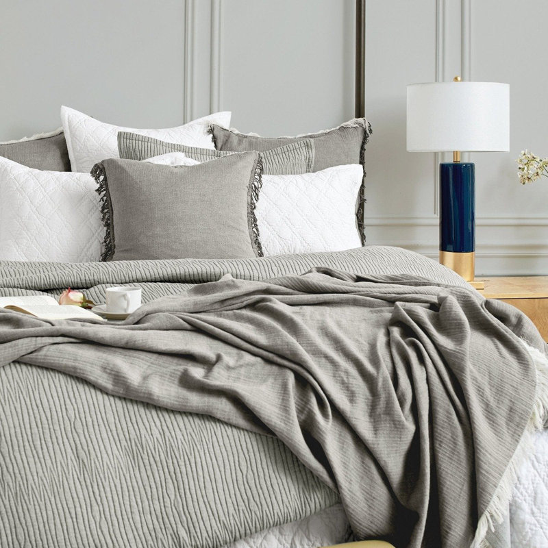 Simone Ash Cotton Standard Sham in Smoky Gray