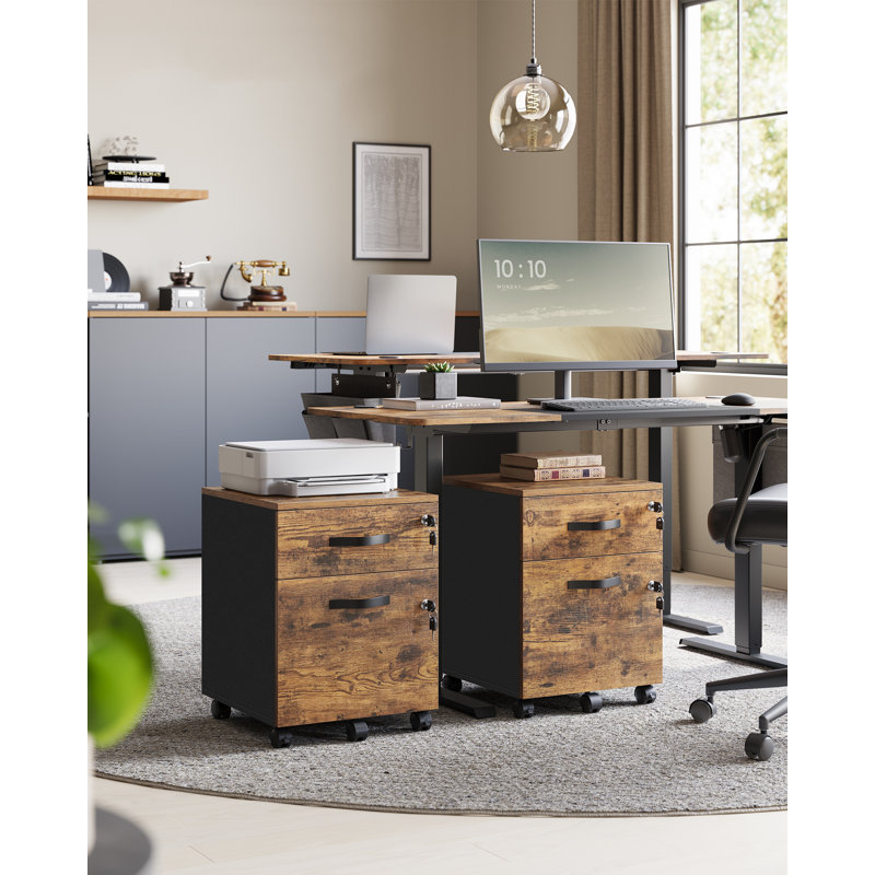 Rubianna 40cm Wide 2 -Drawer Mobile File Cabinet, Brown