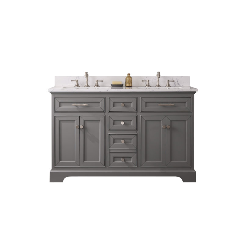 Thompson 54" W Double Bathroom Vanity, Gray/Brushed Nickel