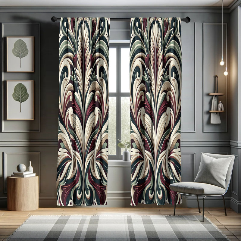 Ensemble de 2 panneaux de rideaux Ambesonne Leafy Art, L 56 po x L 95 po