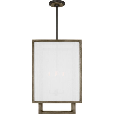 4 - Light Wood Dimmable Square / Rectangle Chandelier
