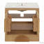 Meuble-lavabo de salle de bain cannelé de 30 pouces avec lavabo - Armoire en bois moderne autoportante avec portes à fermeture en douceur, 1 tiroir et rangement ouvert, décoration circulaire décorative, bois massif et panneau de fibres à densité moyenne,
