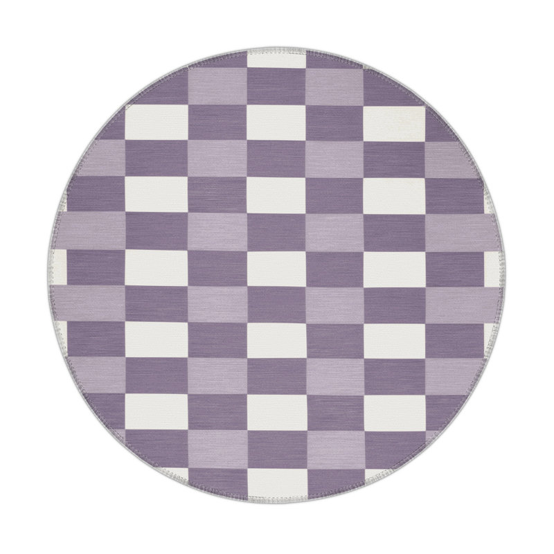 Checkered Pink Indoor and Outdoor Area Rug, Rectangle 9' x 12'