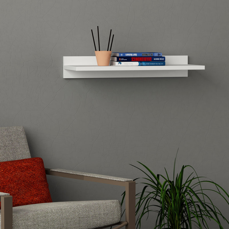Holt Floating Shelf with Adjustable Shelves, White