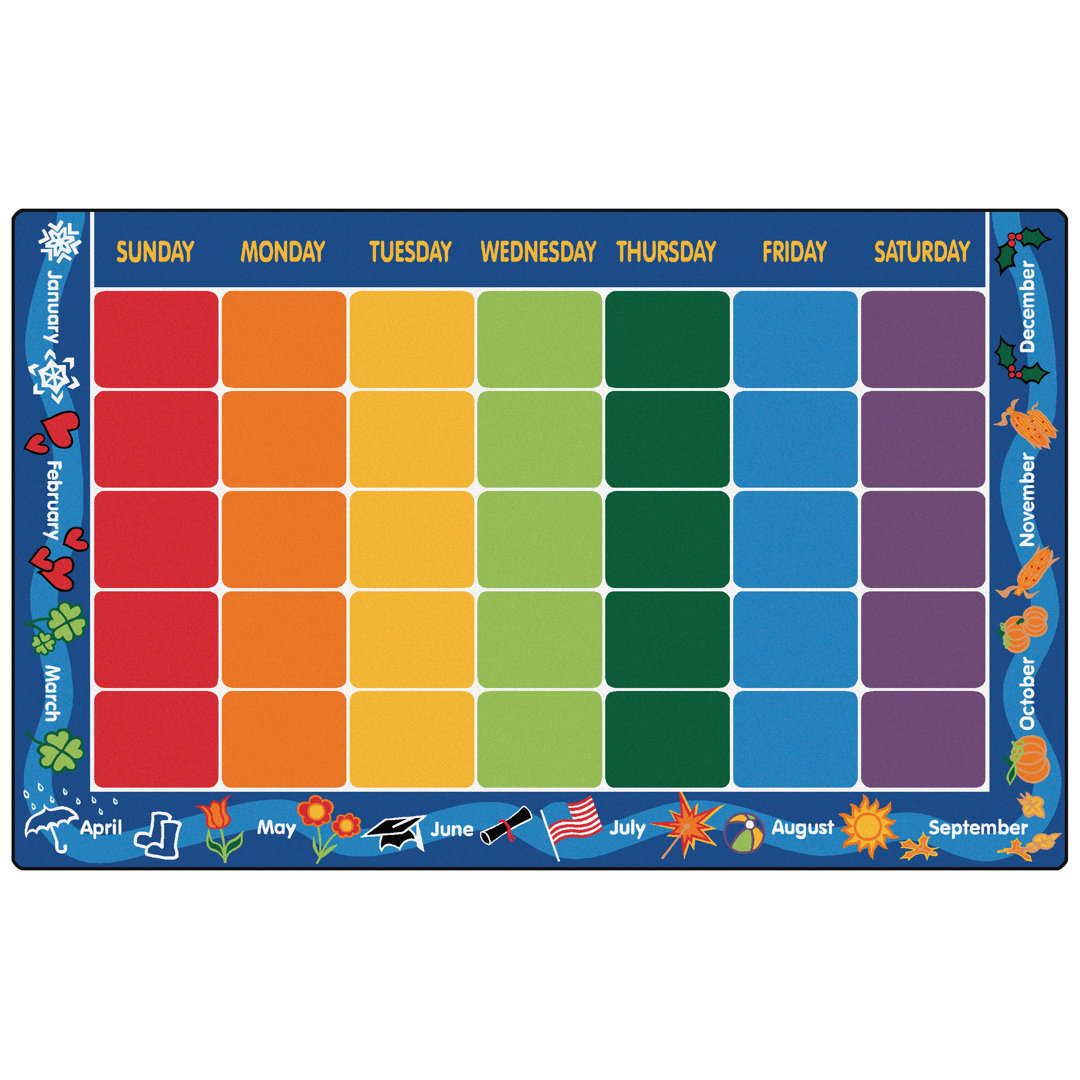 Premium Collection Classroom Seating Calendar Geometric Tufted Area Rug Carpets for Kids Rug 