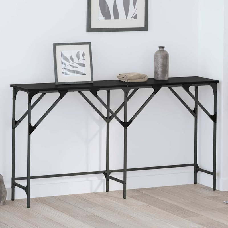 Console Table Engineered Wood, 75cm H x 140cm W x 29cm D, Black Oak