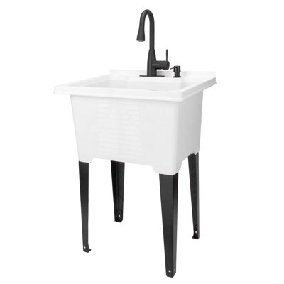 21.5'' L x 25'' W Freestanding Laundry Sink with Faucet