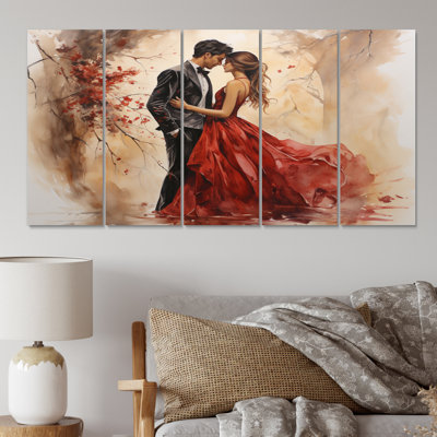 Wedding Couple Eternal Love - Romantic Wall Art Living Room - 5 Equal Panels
