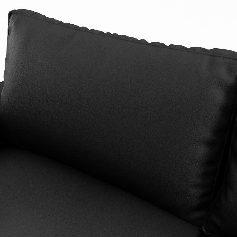 70'' Faux Leather Sofa, Black Faux Leather, 33" H x 58" W  x 31" D