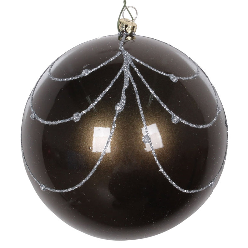 Ornement boule de rideau à paillettes bonbon, H 4,75 po x l 4,75 po x P 4,75 po, Étain