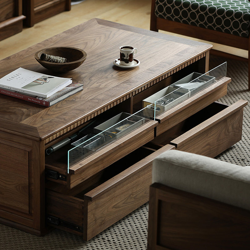 Table basse rétro en noyer noir