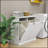 Katashia Wood Cabinet Laundry Hamper  white E1 MDF Laundry Sorter Cabinet  Two compartments with removable cloth bags