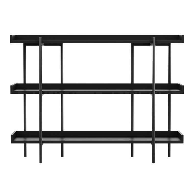 Raines Martha Stewart Emmett 3 Shelf Storage Display Unit Bookcase with Metal Frame, Black Wood Grain/Oil Rubbed Bronze