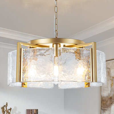 Lustre cylindrique moderne à 4 lumières avec abat-jour en verre 20,47 po à intensité variable